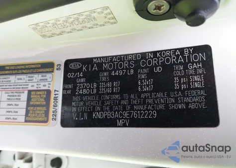 2014 Kia Sportage Lx z USA, uszkodzony, nr VIN KNDPB3AC9E7612229